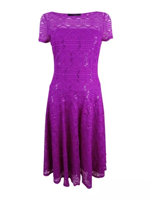 Sangria Women's Sequined Lace Fit & Flare Dress