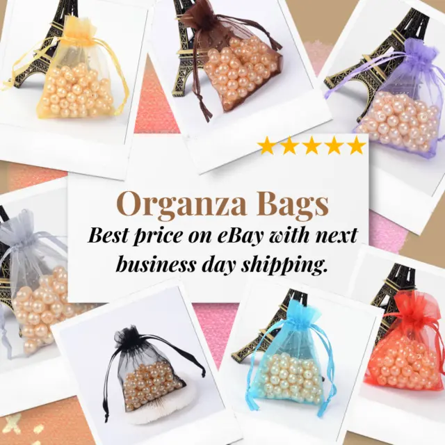 25 & 50 & 100 Organza Bags Wedding Party Favour Gift Candy Jewellery Pouch Small