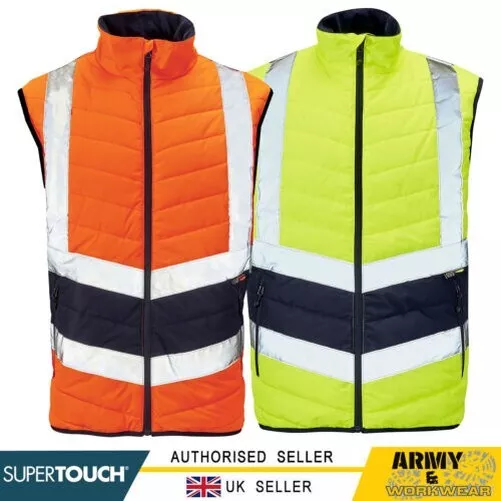 Hi Alta Visibilità Piumino Imbottito 2 Tono Gilet Pile Gilet San