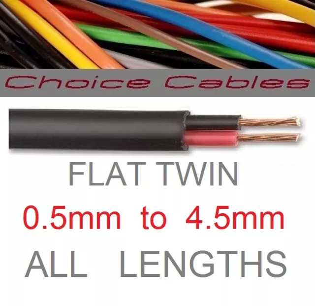 Flat Twin 2 Core Thin Wall Cable 12v Auto Thinwall Vehicle Wire, Amp, All Sizes