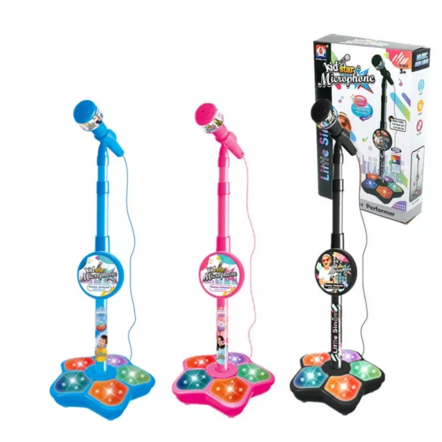 Musical Microphone with Stand Children's Karaoke Mic Flashing Light Singing Toys