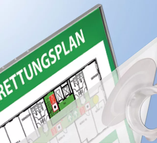 297x150 mm Büroschild Messeschild Kassettenschild Wechselrahmen Fluchtwegplan 2