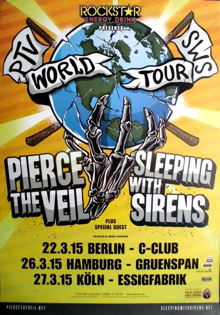 PIERCE THE VEIL - 2015 - In Concert - Sleeping with Sirens - World Tour - Poster