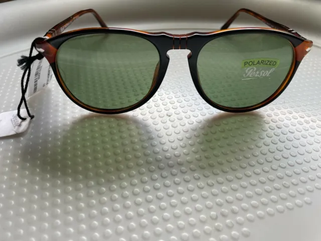 Persol PO6649SM 1096/P1 Sunglasses-Black Havana Frame/Green Polarized Lens NEW