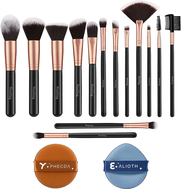 14 Pezzi Pennelli Trucco Professionale Set,Kit Di Pennelli Da Trucco, Pennelli M