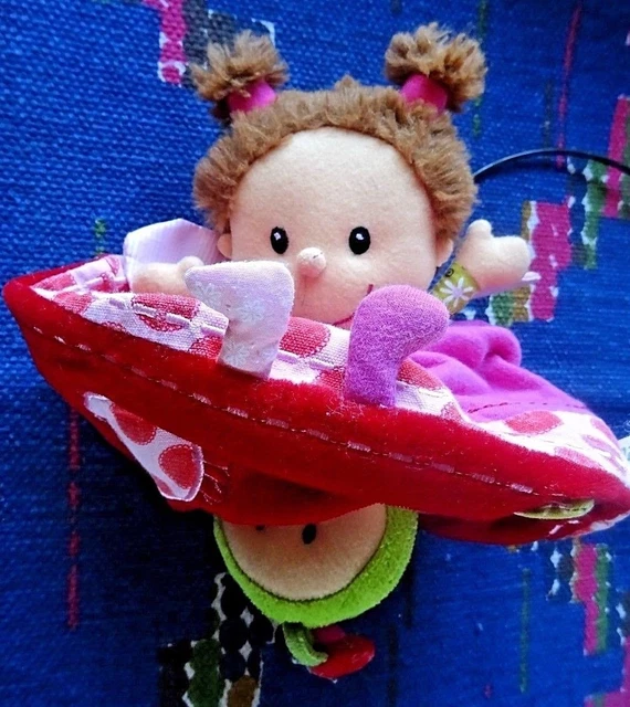 Hp/ Doudou Plat Reversible Poupee Aile Coccinelle Rose Rouge Grelot Ttbe