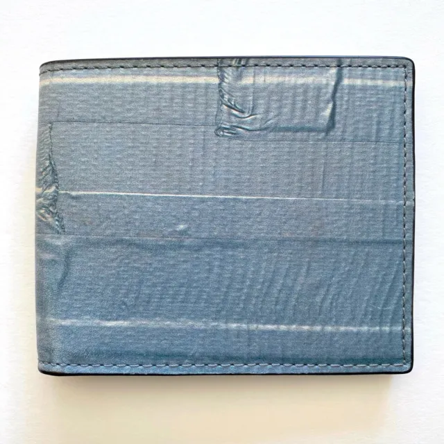 Jack Spade Ny Rare Blue Washed Denim Print Leather Bifold Mens Wallet - New