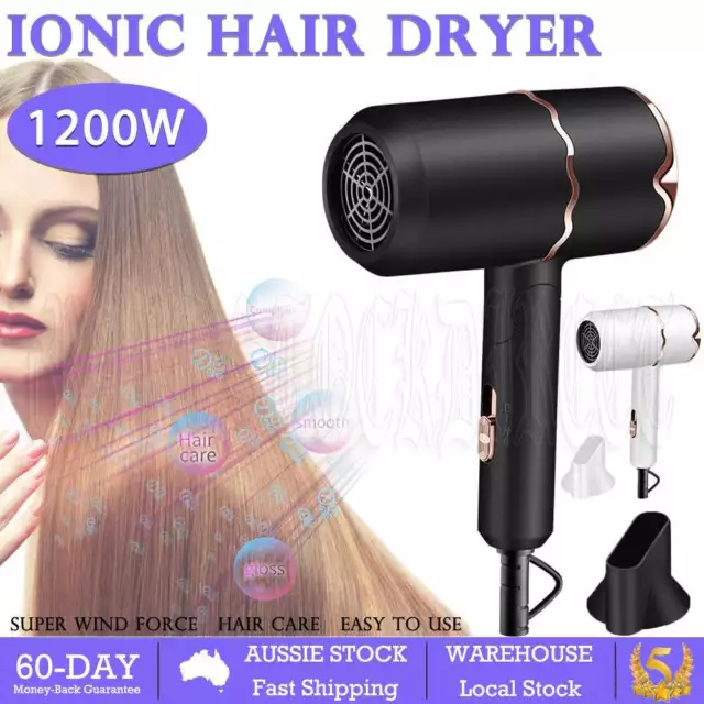 Ionic Hair Dryer, 2000W High Speed Negative Ion Blow Dryer Foldable (AU Plug) OZ
