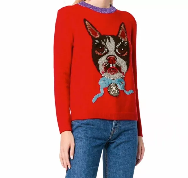 GUCCI embellished Mystic cat sweater M