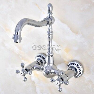 New Chrome Brass Wall Mount Bar Kitchen Bathroom Swivel Spout Faucet Tap snf580