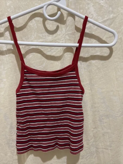 BRANDY MELVILLE BLUE Tank Top Woman's Small Striped Cropped $15.00 -  PicClick