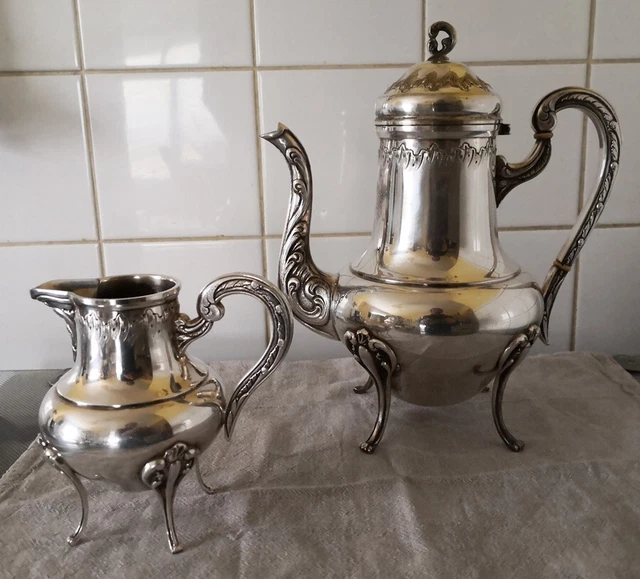 Ensemble Théière Et Pot à Sucre En Métal Argenté Vintage - Service à Thé Anglais