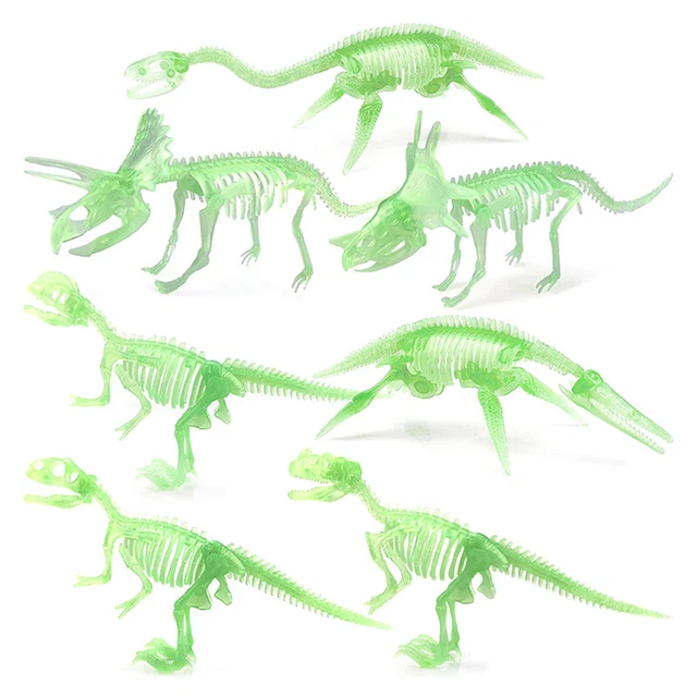 Realistic Dinosaur Skeleton Fluorescent Dino Fossil Figurine Model Animal Decor-
