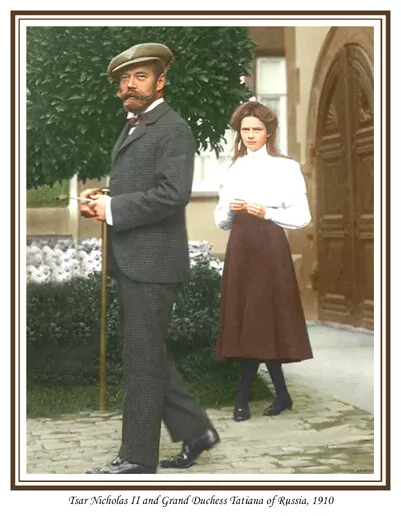 Tsar Nicholas Ii And Grand Duchess Tatiana Of Russia Print.  Romanov Family