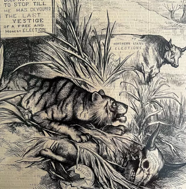 Thomas Nast 1879 Victorian Woodcut Engraving Harper's Cover Tiger LGBinTN1