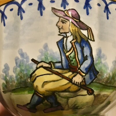 Tasse  Faience De Quimper Décor De Breton À La Canne henriot  Hb Dlg Porquier 6 
