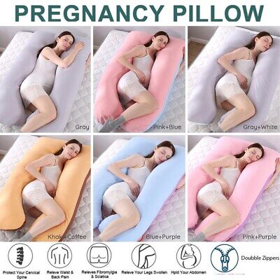U Shaped Pregnancy Pillow Maternity Belly Contoured Body Extra Pregnant Large US