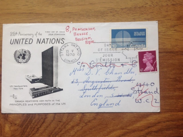 25th Anniversary of the UN Canada 1970  Commerative  Cover.  Free UK Postage