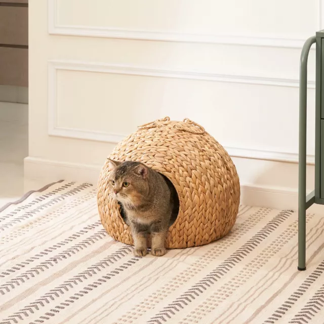 Wicker Cat Bed Basket Swinging Pet House Nest for Small  Cat