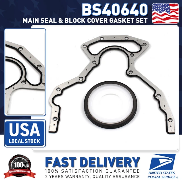 REAR MAIN SEAL Block Cover Gasket Kit BS40640 For Chevy GMC 4.8 5.3 6 ...