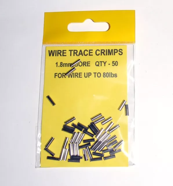 Wire Trace Crimps 1.8mm for up to 80lb pack of 50 - Sea Predator Fishing