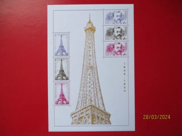 Feuille timbre france-"Centenaire de la mort de Gustave Eiffel"-F665-Cote:55,00€