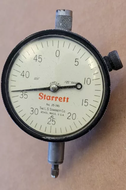 Starrett No. 25-131 Dial Indicator .125" Range .0005 Graduation USA ---L@@K!!!!