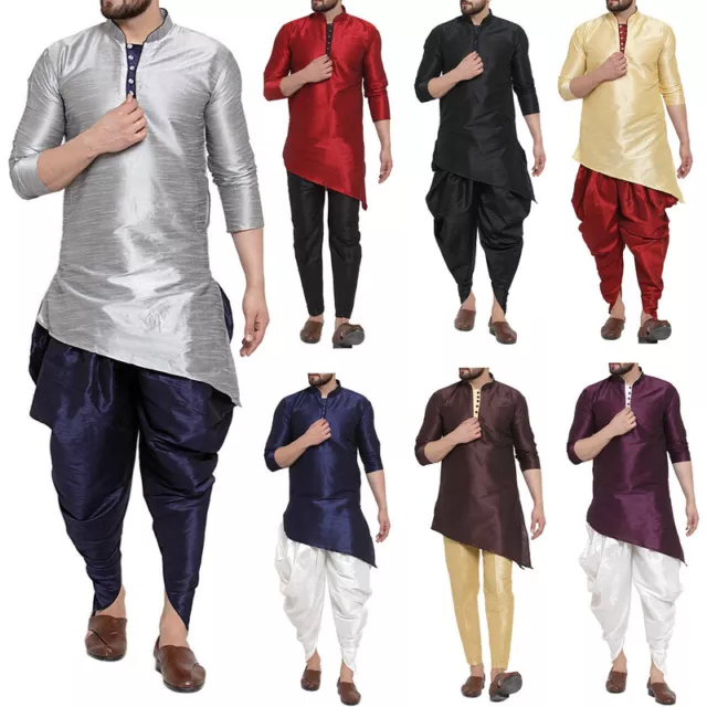 Men's Kurta Tunic Short Shirt Full Sleeve Mandarin Collar Traditional Party Wear