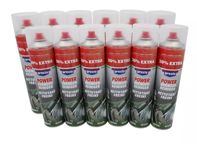 12 x Presto Bremsenreiniger Power 600 ml Spraydose | 600ml Acetonfrei 307287 Spr