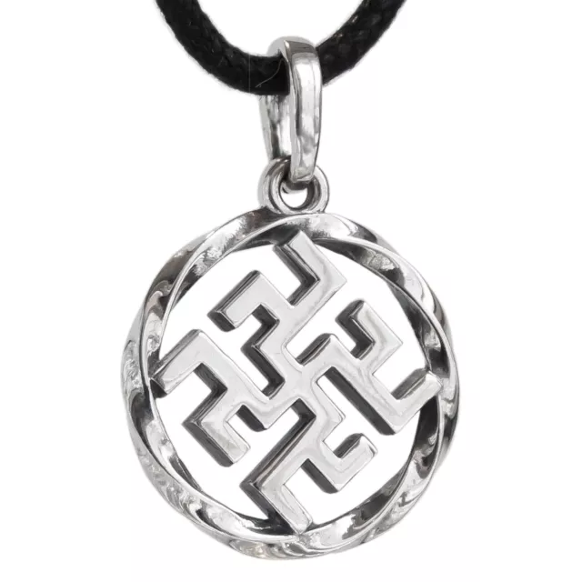 Kolovrat Pendant Necklace 925 Sterling Silver Pagan Slavic Power Amulet Handmade 2