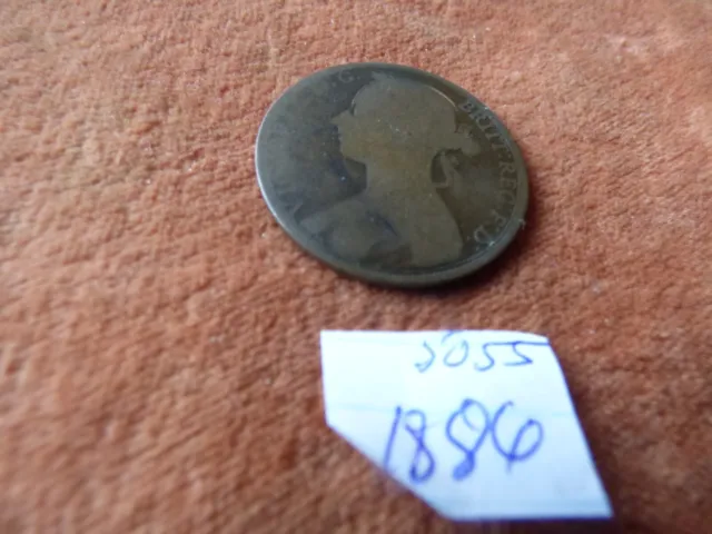 Victorian Bun Head Bronze Penny-Late Period- Possibly 1886-Worn(#5055Bk6)