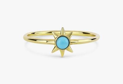 14K Yellow Gold & Natural Arizona Turquoise Sleeping Beauty Fine Jewelry Ring
