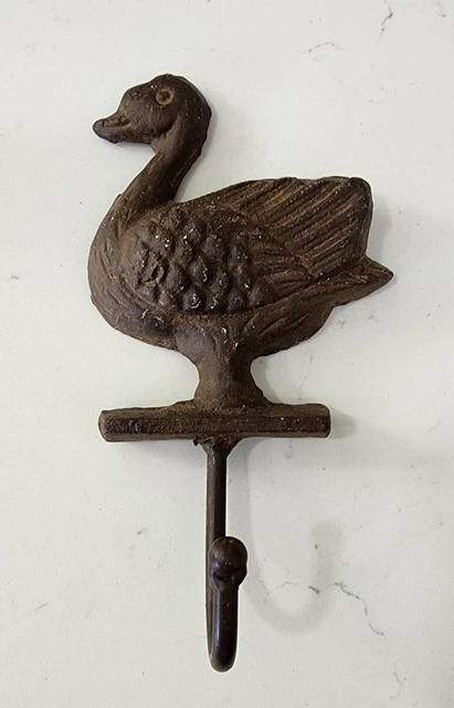 Cast Iron Garden DUCK Coat Wall Hook Rack Towel FOWL Mallard 2