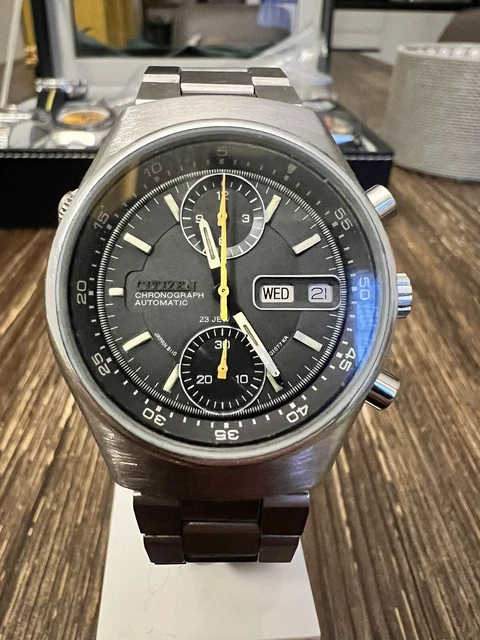 OROLOGIO CITIZEN CHRONOGRAPH Oro Acciaio Cinturino In Pelle - PicClick IT