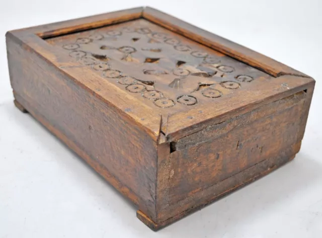 Antigüedad Madera Utensilios Spice Caja Original Antiguo Hecho a Mano Talladas