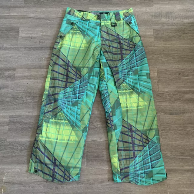Oakley Snowboard Ski Pants Men’s Green Web Design Loose Fit Thinsulate size L