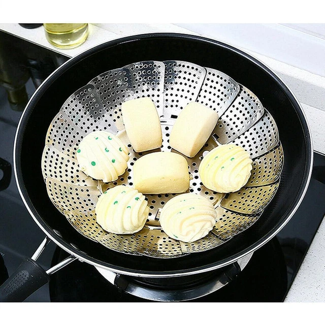 Vegetable Steamer Food Basket Bowl Cooker Strainer Dish Mesh Folding