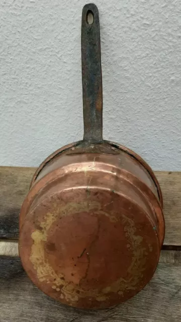 Antik sehr !!! massiv Kupfer Sweden Skultuna Kasserolle Ø 19 H 11 cm