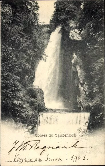Ak Biel Bienne Kt. Bern, Taubenloch Wasserfall - 3788151