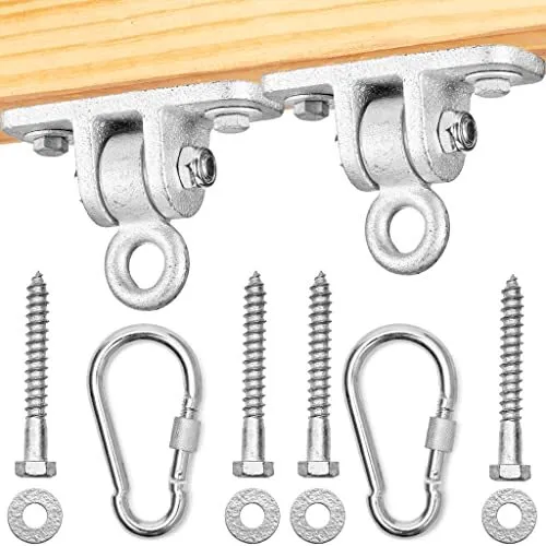 Swing Set Hangers - 2 Heavy Duty Brackets with Locking Snap Hooks for Porch