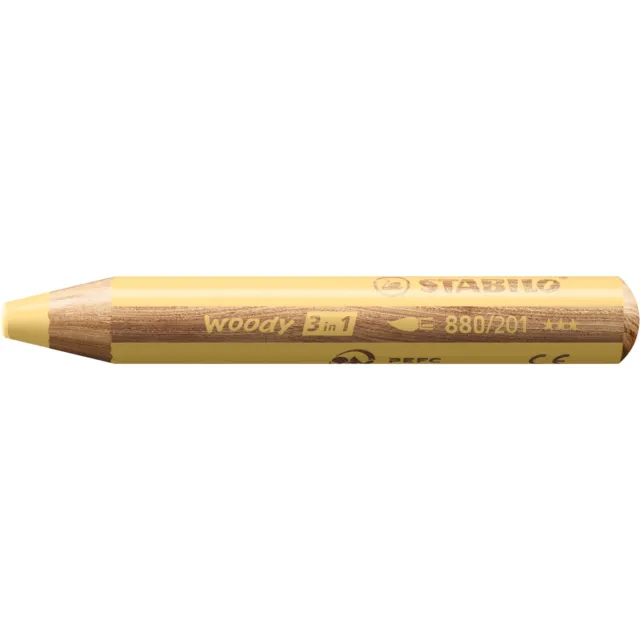 STABILO Multi-talented Pencil woody 3-in-1 - Single Pencil - Pastel yellow