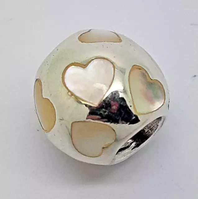 Pandora 790398MPW Love Me Mother of Pearl Hearts Bead Charm 925 Sterling Silver