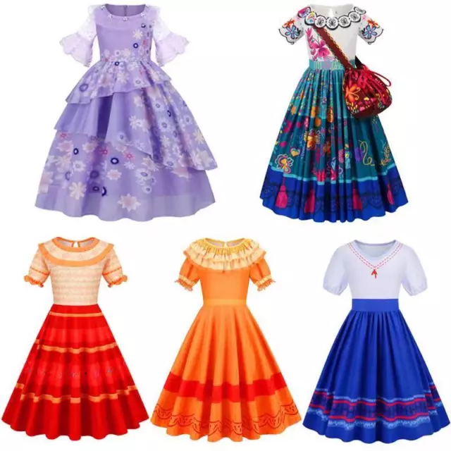 Girl Dress Encanto Mirabel Isabela Costume Dress Party Gift Dresses Size 2-10 Yr