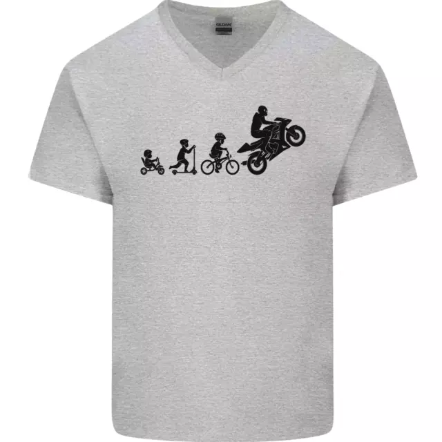Moto Évolution Drôle Moto Motard Hommes Col V Coton T-Shirt