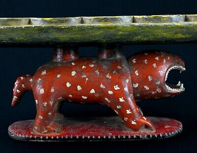 Art African - Authentic Game D' Awale Wooden Painted Baoulé Panther - 54 CMS 3