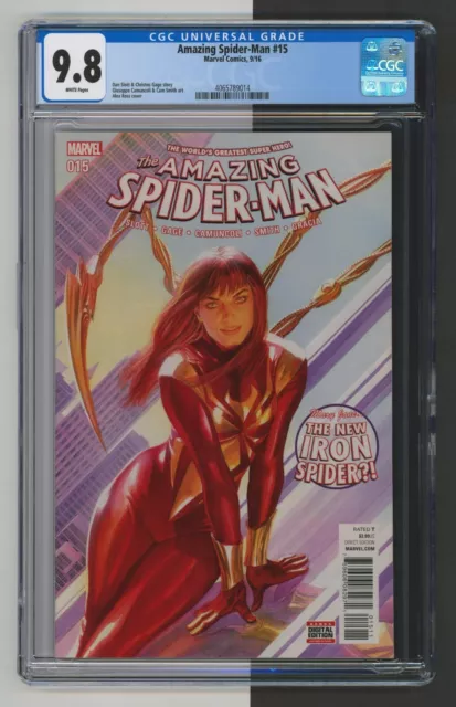 Amazing Spider-Man #15, CGC 9.8, Alex Ross Cover, 1st Printing, Marvel 2016
