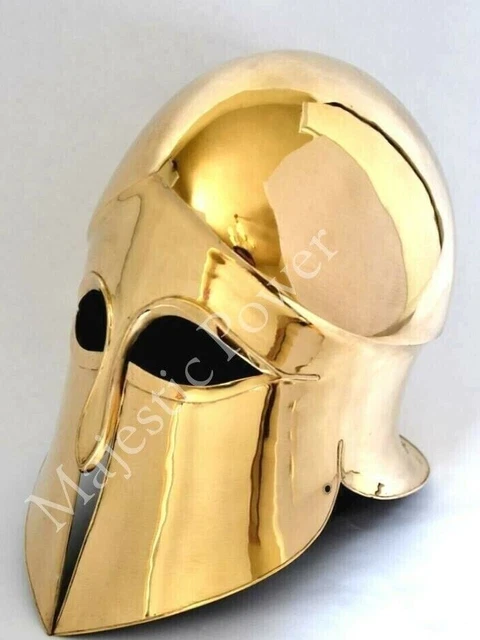 Medieval Greek Corinthian Helmet 18GA Steel & Brass Coated Museum Helmet Replica