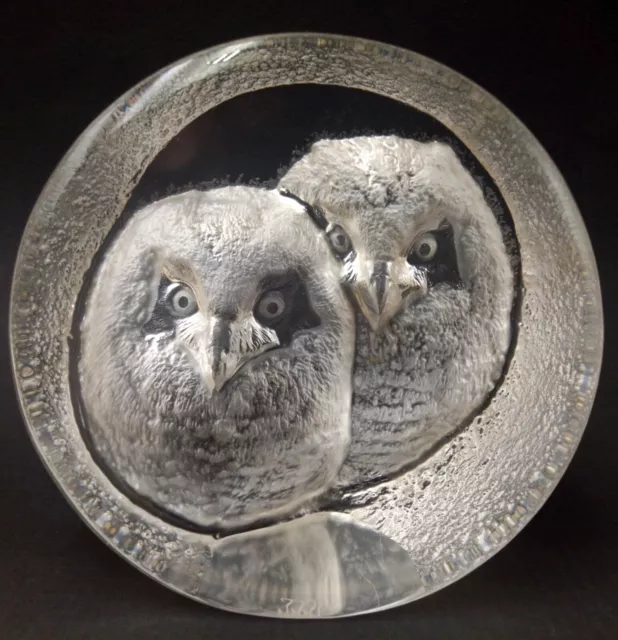 vintage Mats Jonasson Signature Collection Handmade in Sweden crystal owls paper