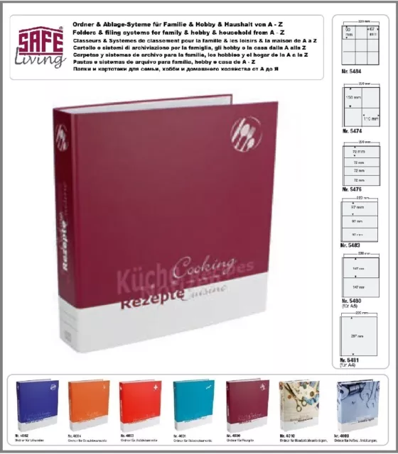 Kochrezepte Küche Dokumentenordner A4 Ringbinder SAFE 4000 Für Rezepte A-Z