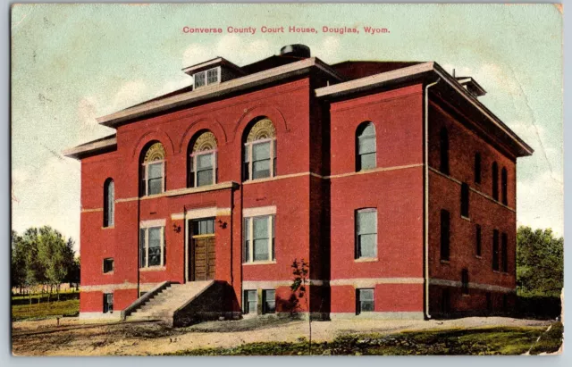 Douglas, Wyoming WY - Converse County Court House - Vintage Postcards - Posted